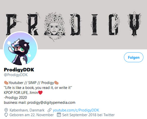 The cover of the ProdigyDDK Twitter channel