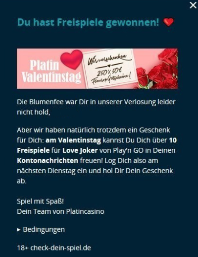 platincasino freispiel gewinn